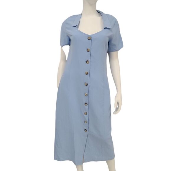 Just Fashion Now Blue Shirt Dress size Medium NEW WITH TAGS - Picture 2 of 7